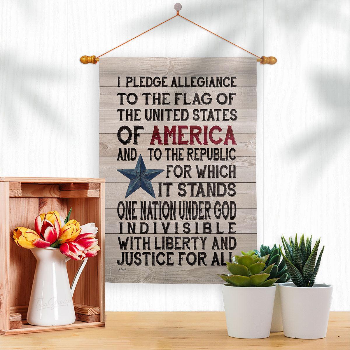 Pledge of Allegiance Americana Garden Flag with patriotic design