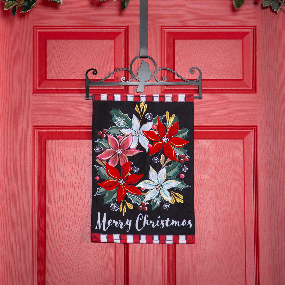 Poinsettia Wreath Garden Flag