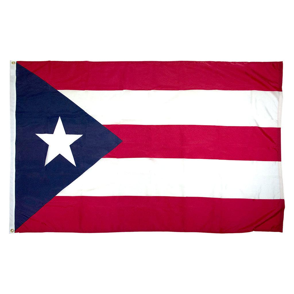 Long-lasting outdoor Puerto Rico Flags are available in 1x1.5, 2x3, 3x5, 4x6, 5x8, 6x10, 8x12, and 10x15 sizes