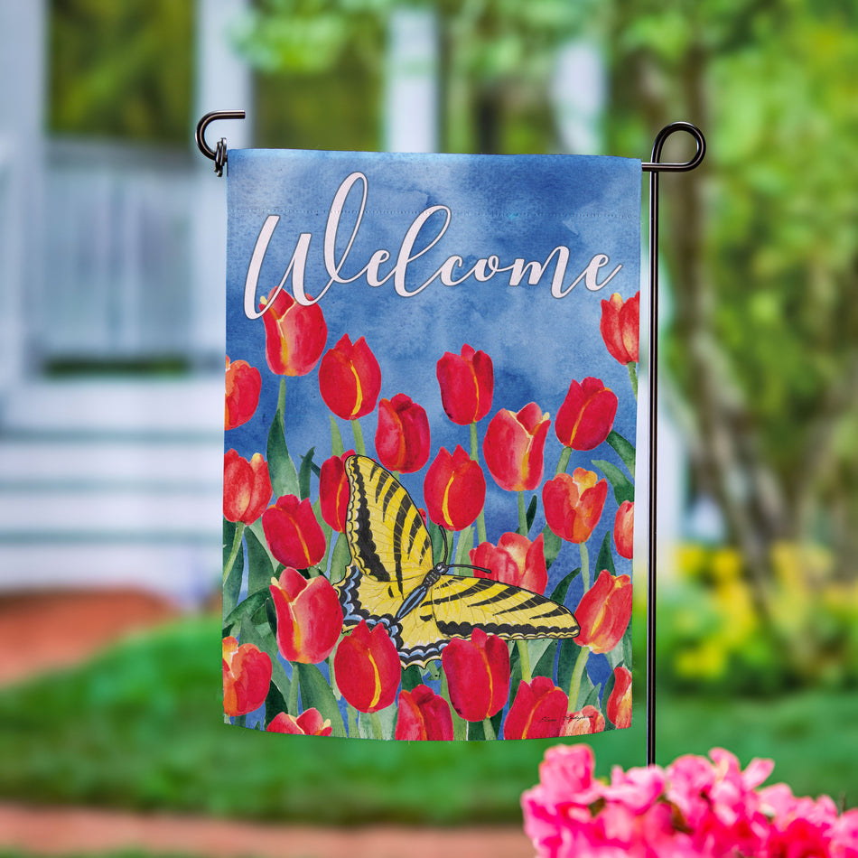 Red Tulip Sky Garden Flag-Garden Flag-Fly Me Flag