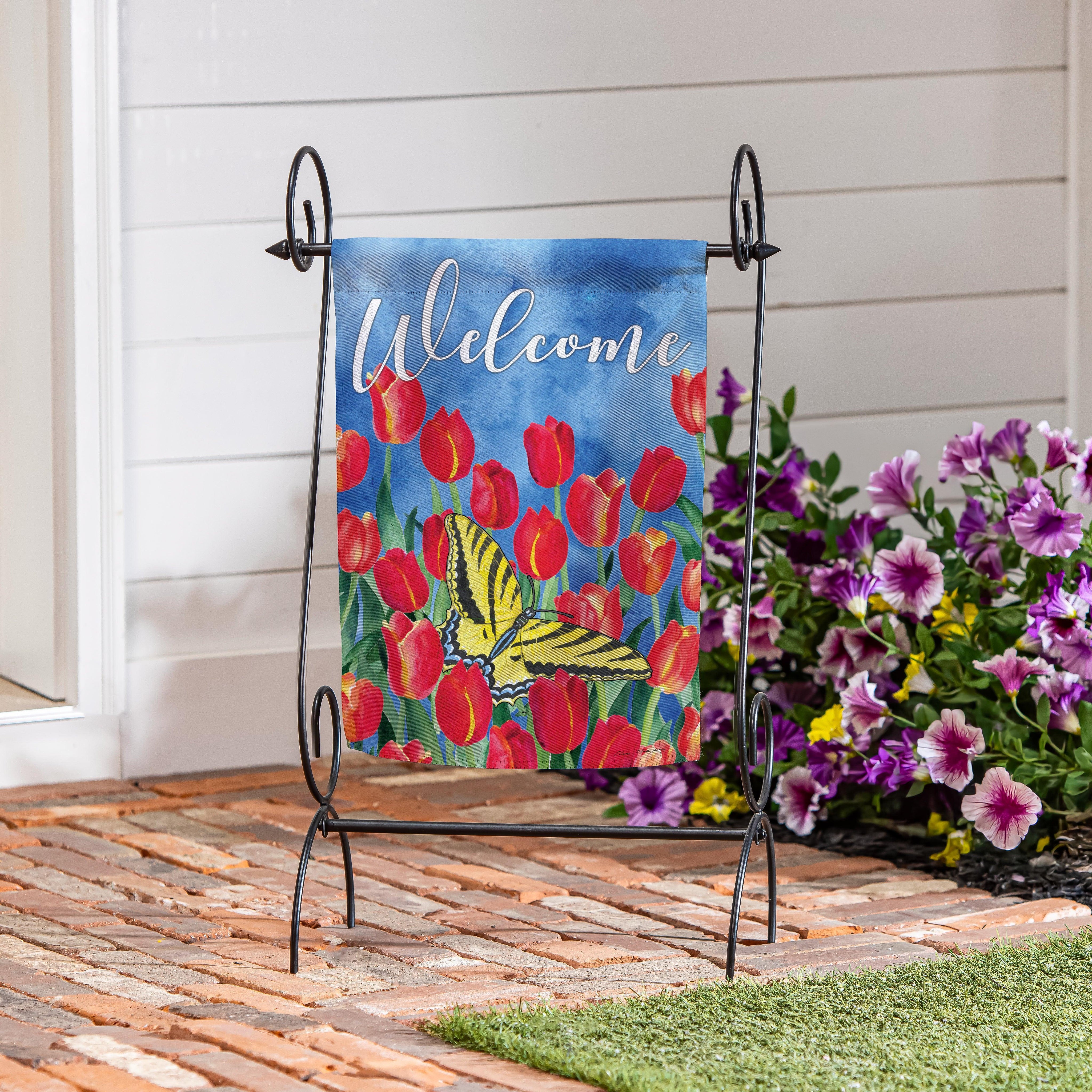 Red Tulip Sky Garden Flag-Garden Flag-Fly Me Flag