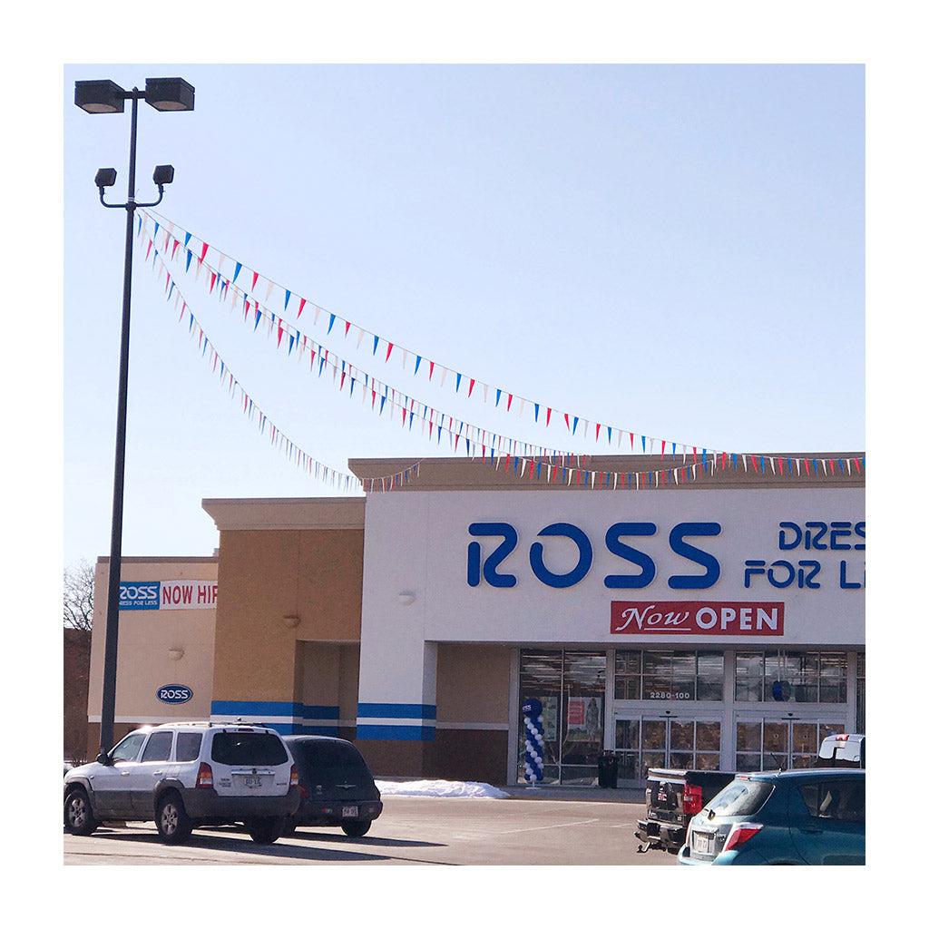 Red White and Blue Patriotic Pennant Strings Outdoors