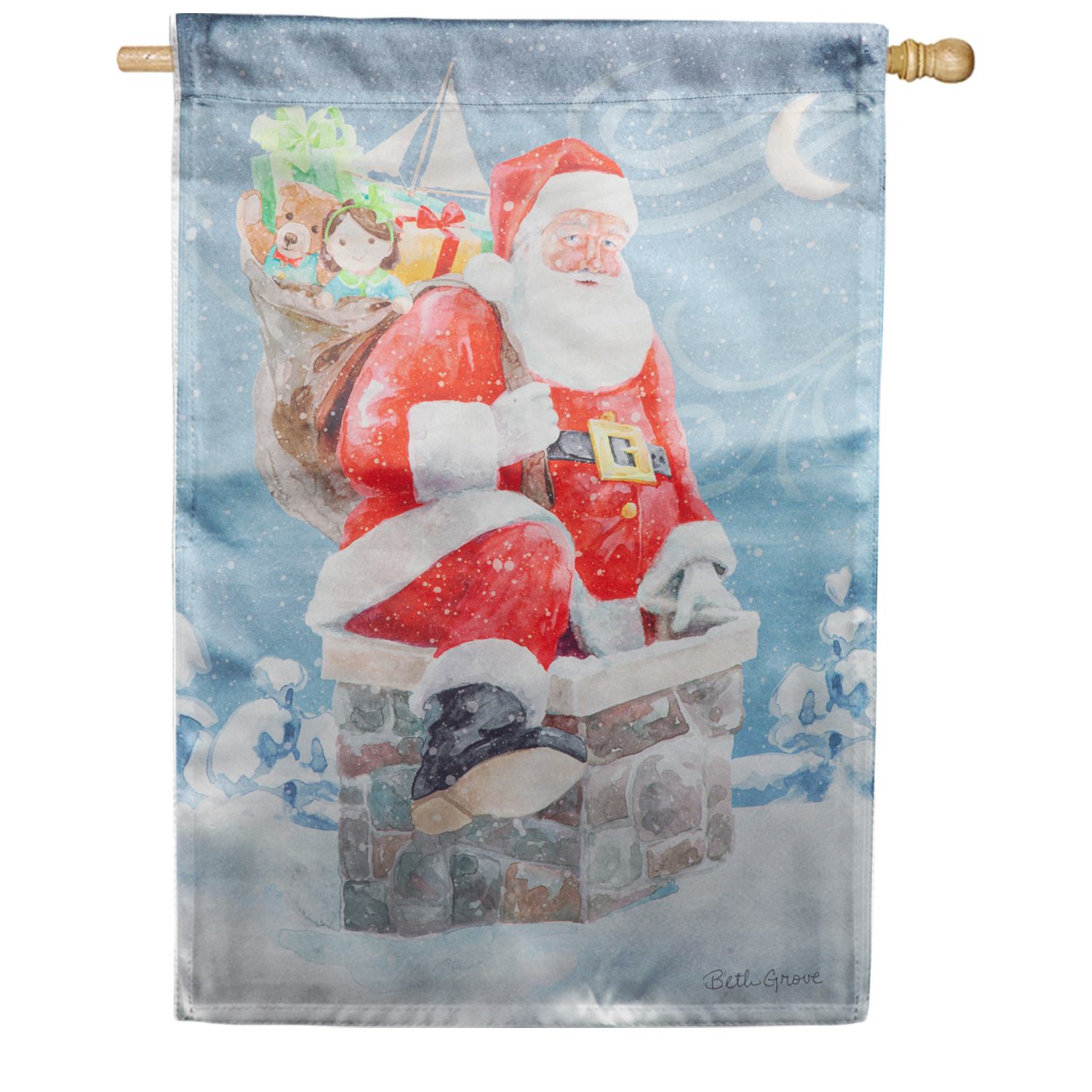 Santa In The Chimney House Banner-House Banner-Fly Me Flag