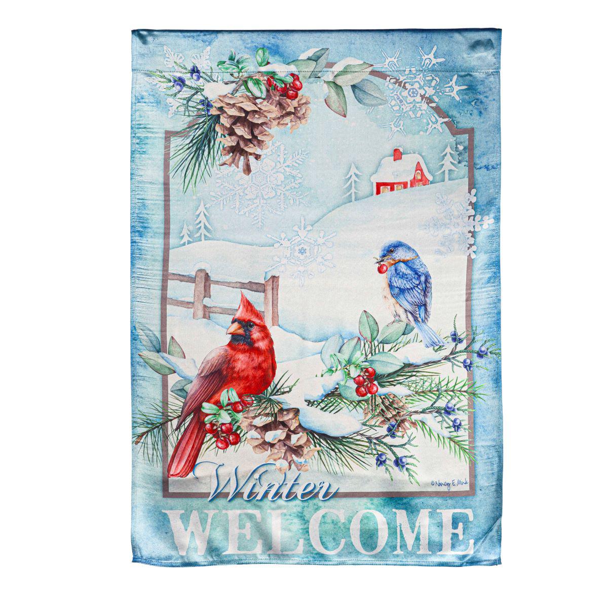 Snow Country Birds Lustre House Banner