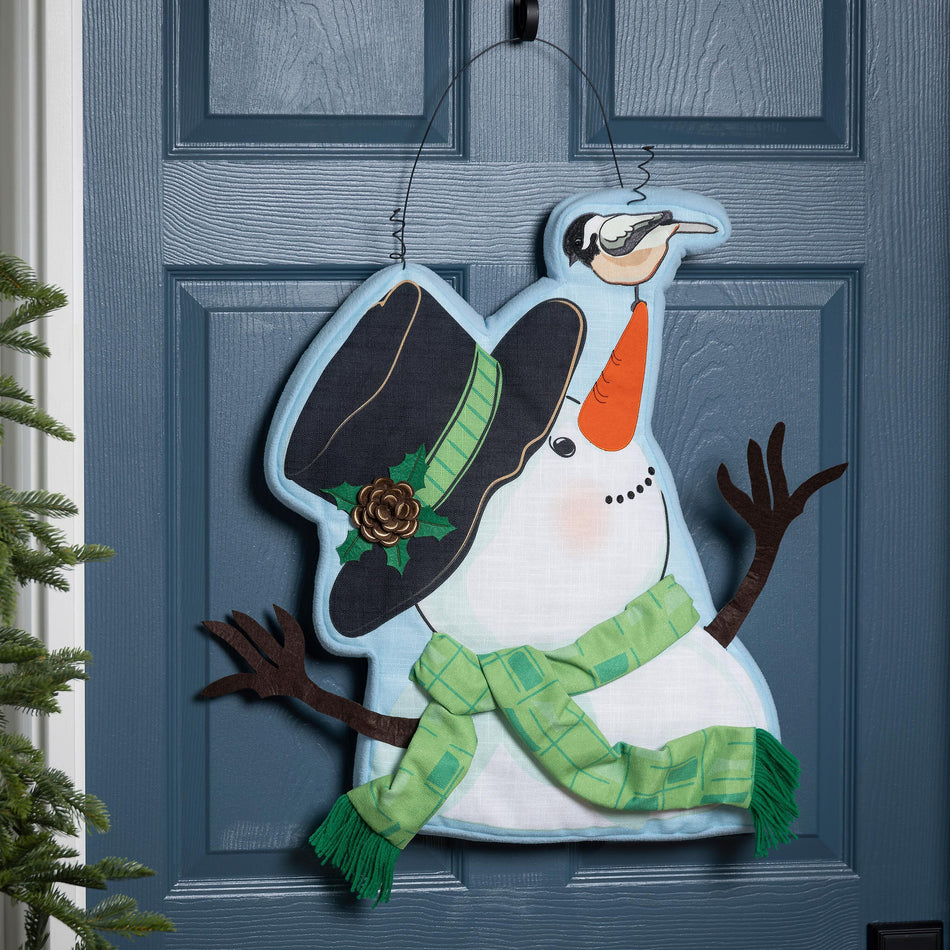 Snowman and Chickadee Estate Door Decor