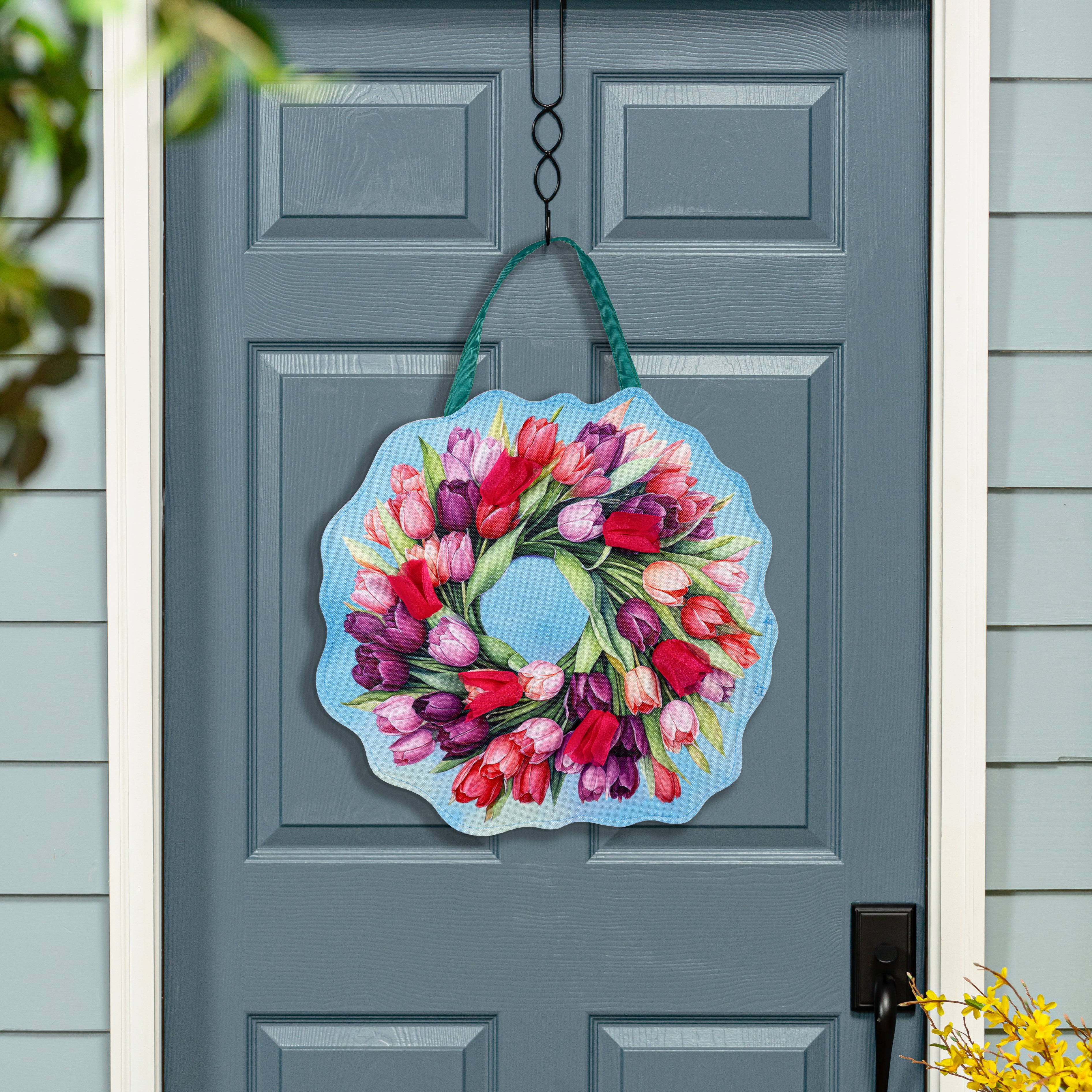 Spring tulip door decor
