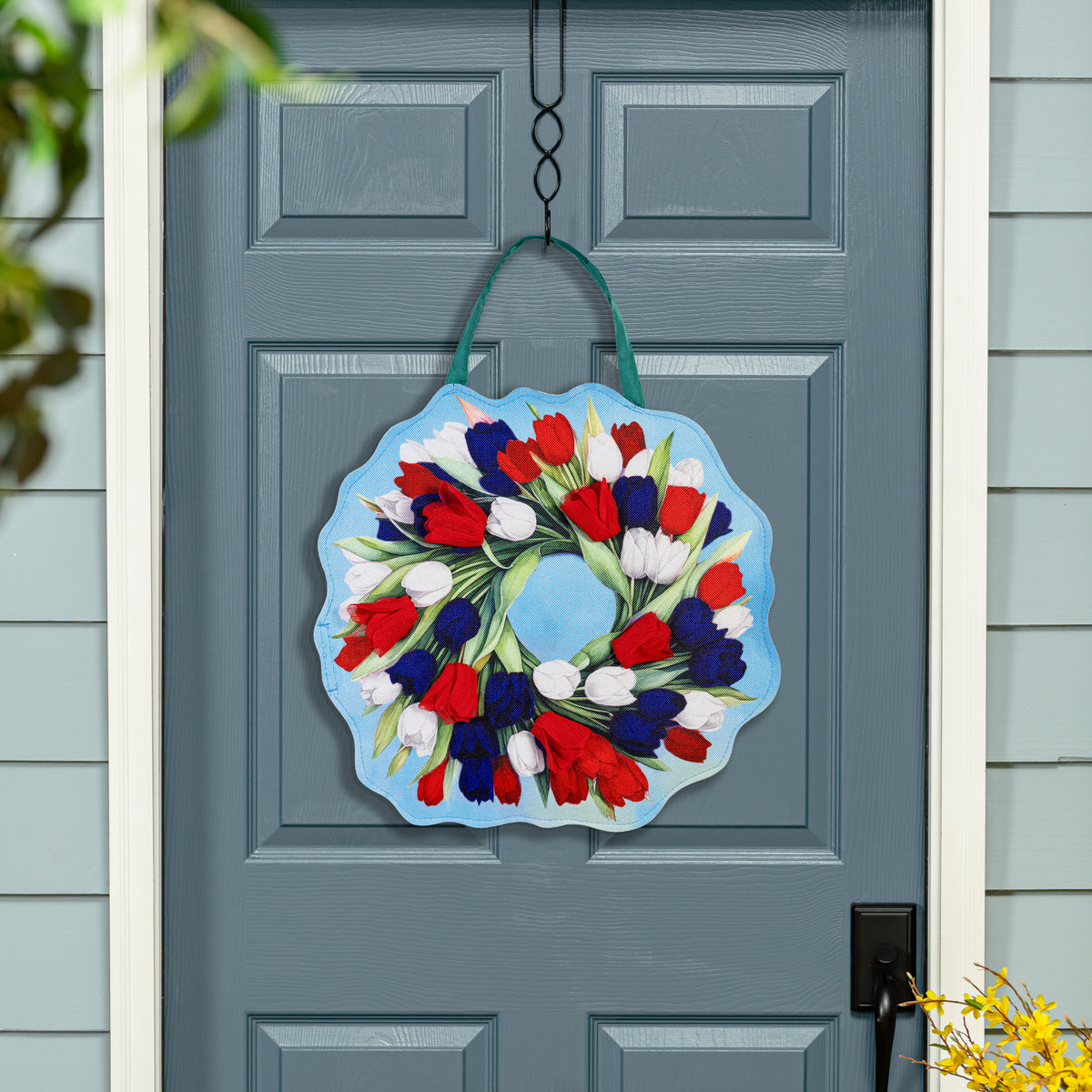 Patriotic tulip door decor