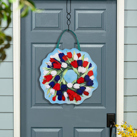 Patriotic tulip door decor