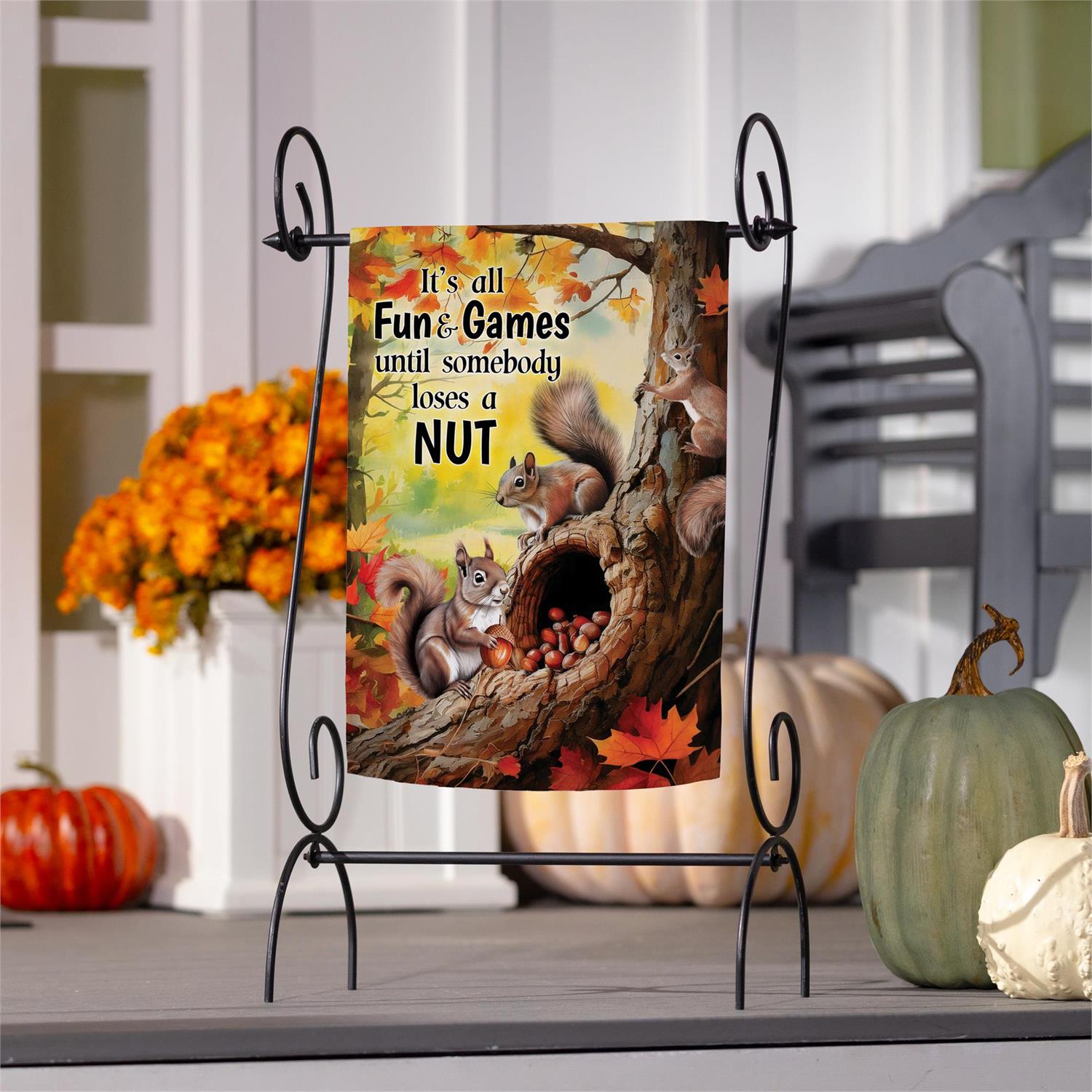 Squirrel Fun & Games Garden Flag