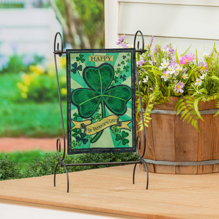St. Patrick's Day Shamrock Applique Garden Flag