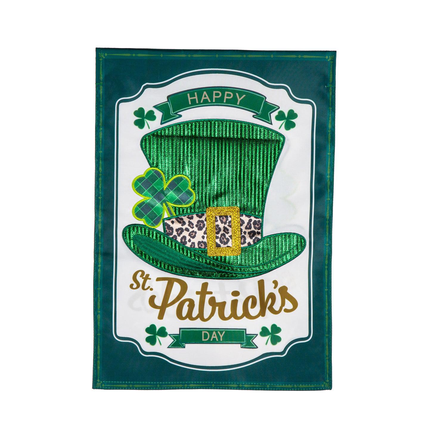 St. Patrick's Day Top Hat Appliqué Garden Flag-Garden Flag-Fly Me Flag