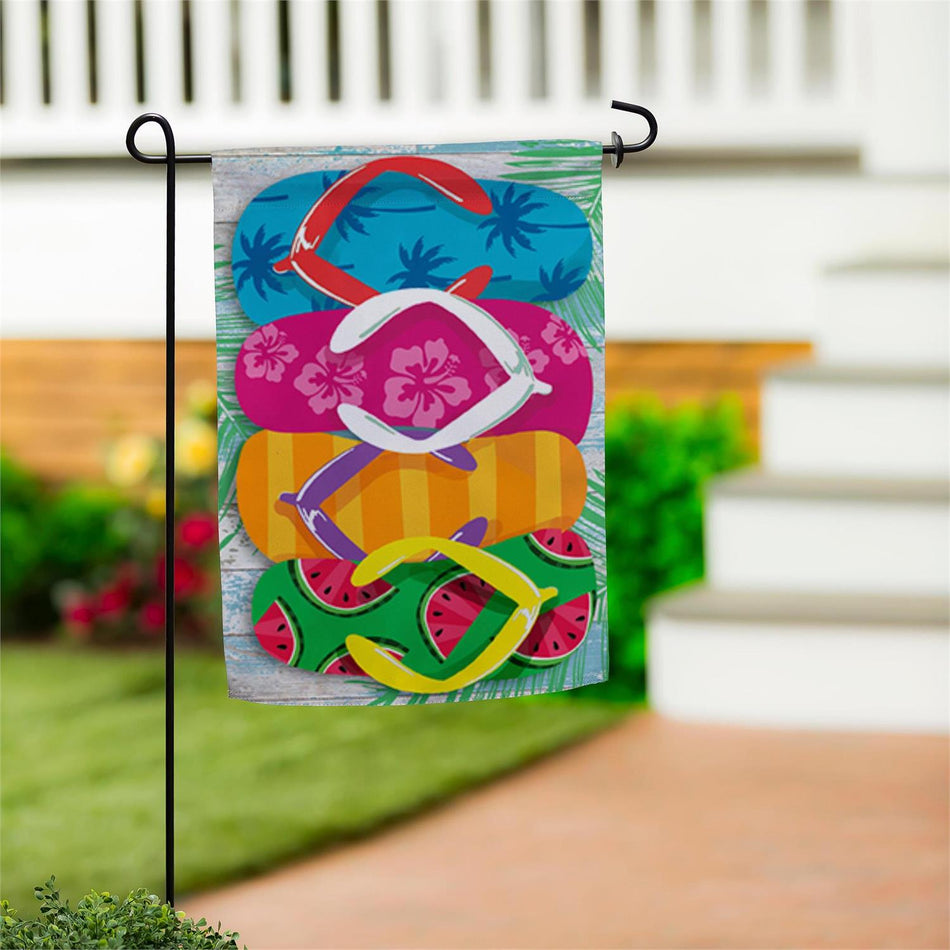 Stacked Flip Flop Garden Flag