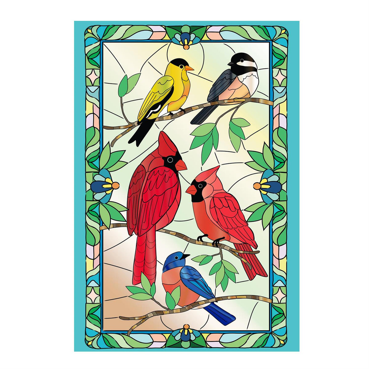 Stained Glass Songbirds House Banner