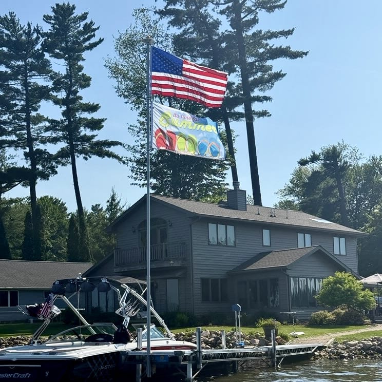 3x5 Summer Sandals Flag on a telescoping flag pole