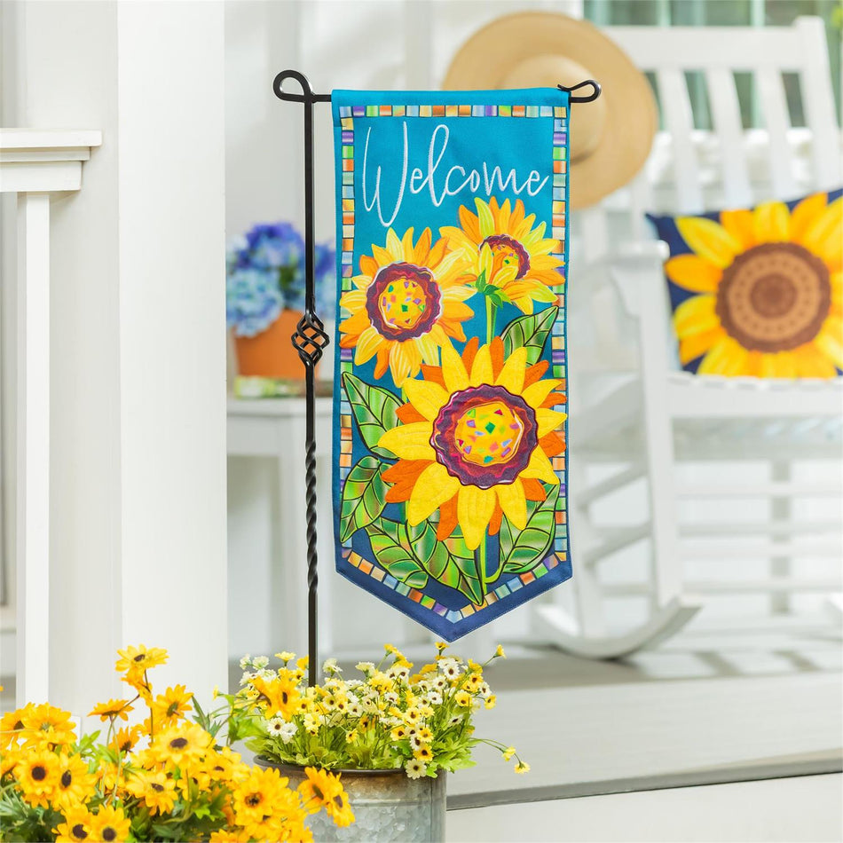 Sunflower Garden Welcome Textile Decor Flag