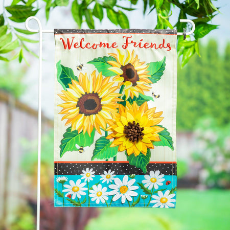 Sunflowers and Daisies Appliqué Garden Flag