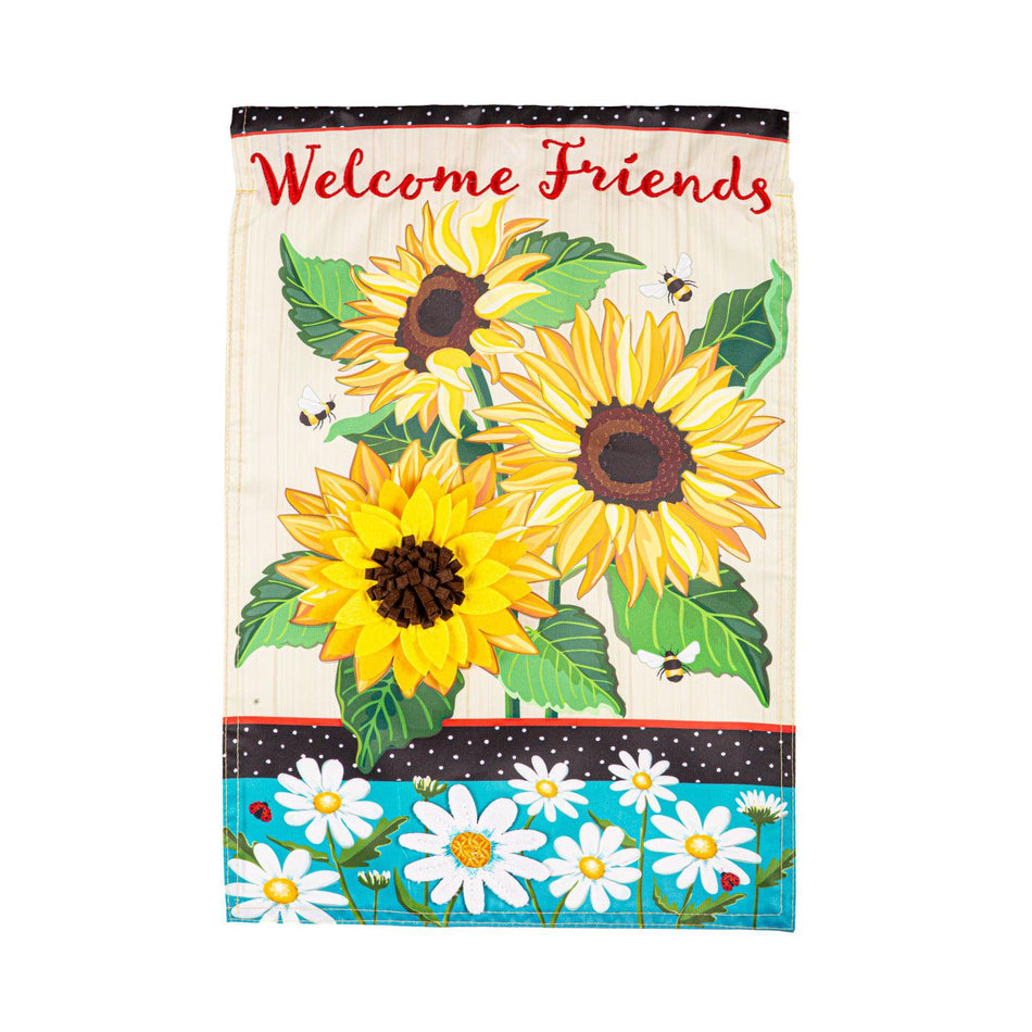 Sunflowers and Daisies Appliqué House Banner