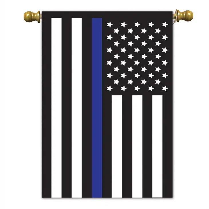 Thin Blue Line Embroidered Garden Flag 