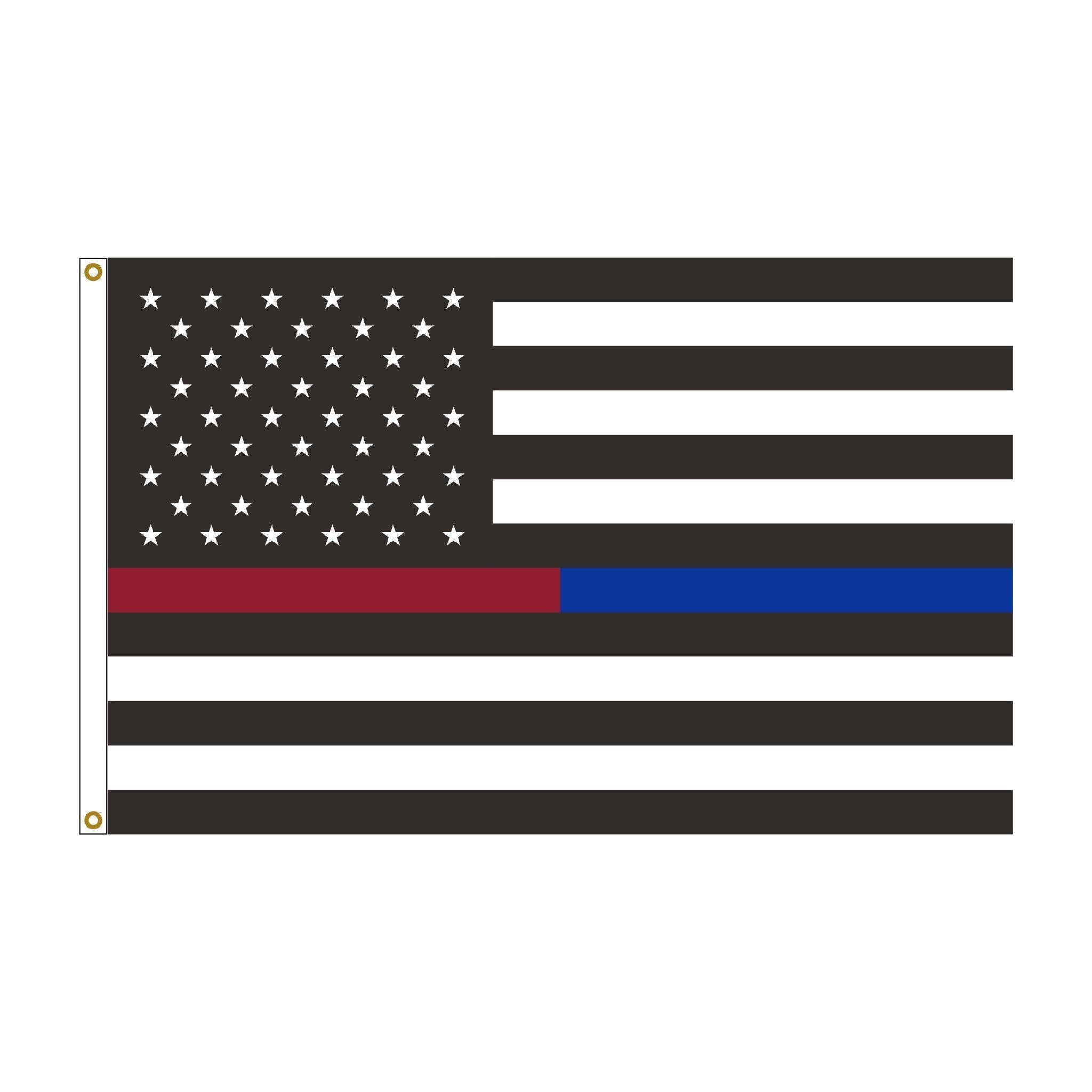 3x5 Thin Red Line & Thin Blue Line U.S. flags to support firefighters and police.