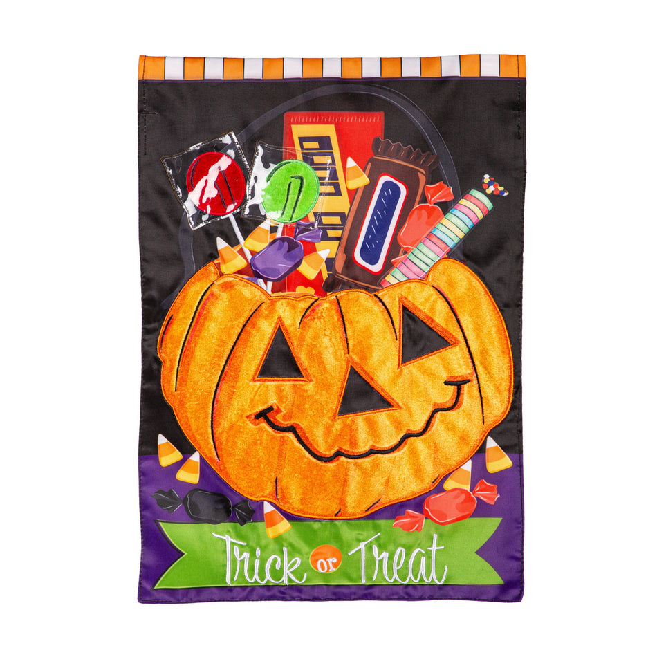 Trick or Treat Halloween Pumpkin Bucket House Banner-House Banner-Fly Me Flag
