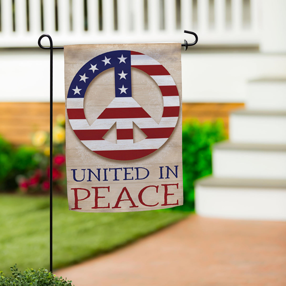 United in Peace Burlap Garden Flag-Garden Flag-Fly Me Flag