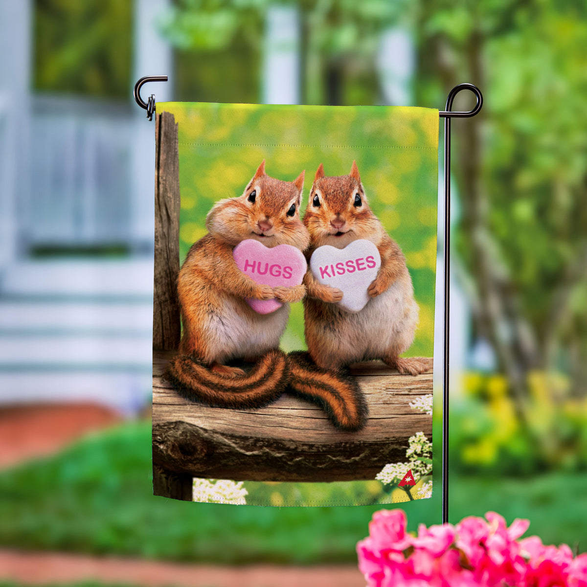 Chipmunks for Valentines Day Garden Flag