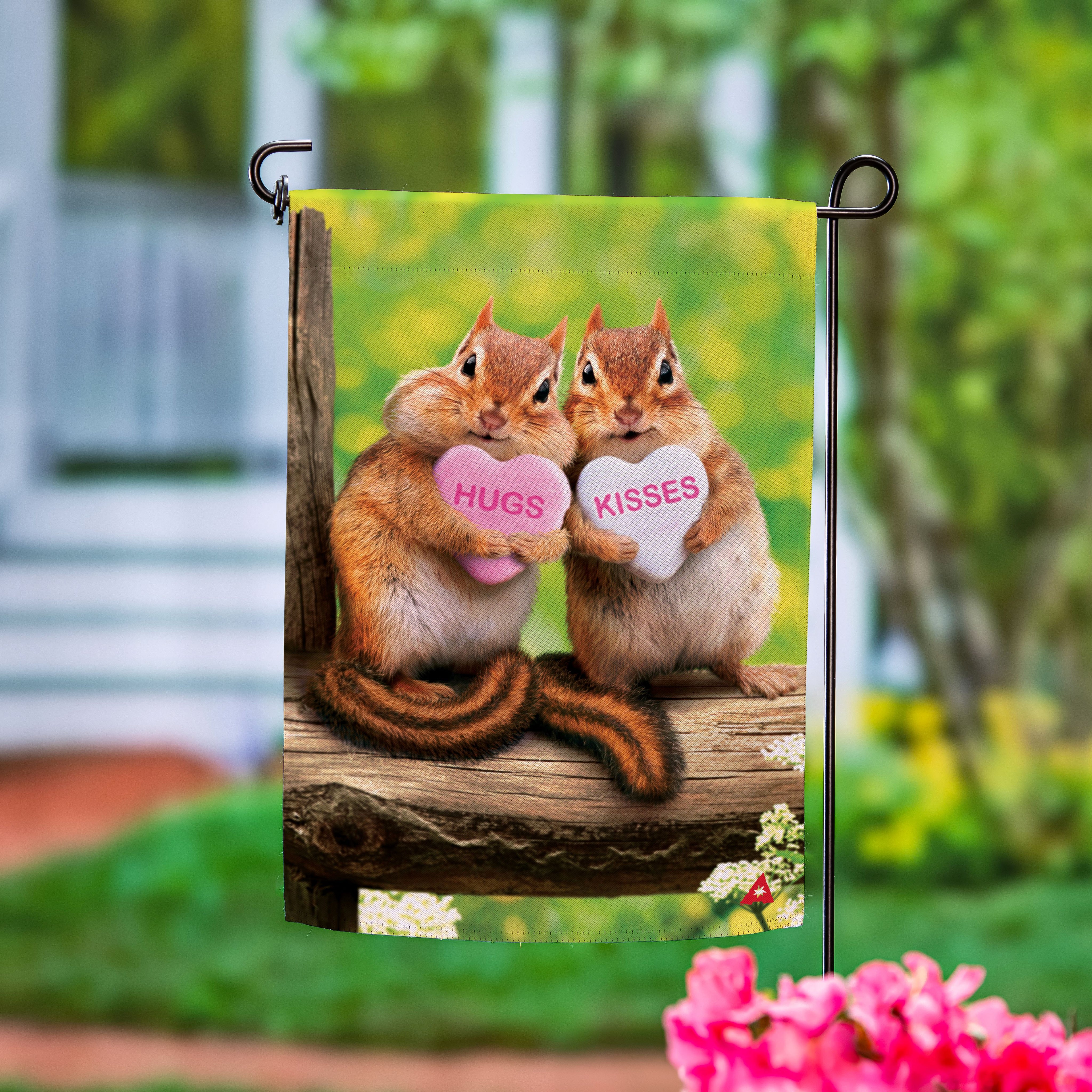 Chipmunks for Valentines Day Garden Flag