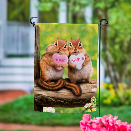 Chipmunks for Valentines Day Garden Flag