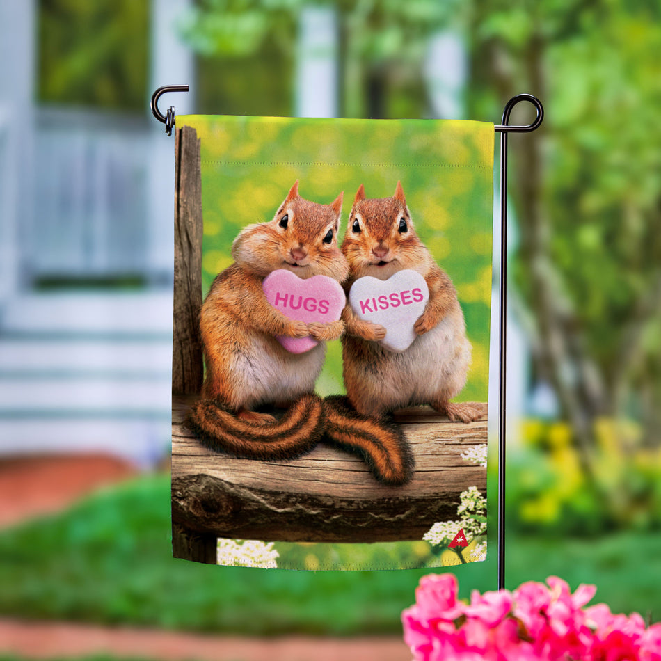 Chipmunks for Valentines Day Garden Flag