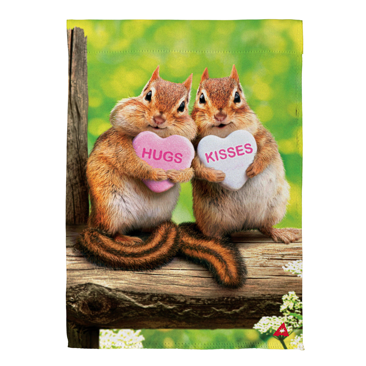 Valentine Chipmunks Garden Flag