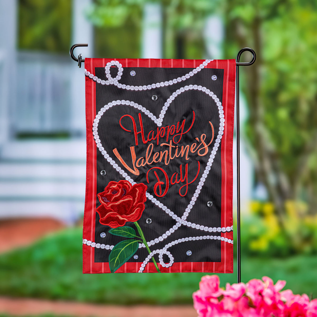 Valentines Pearls Garden Flag