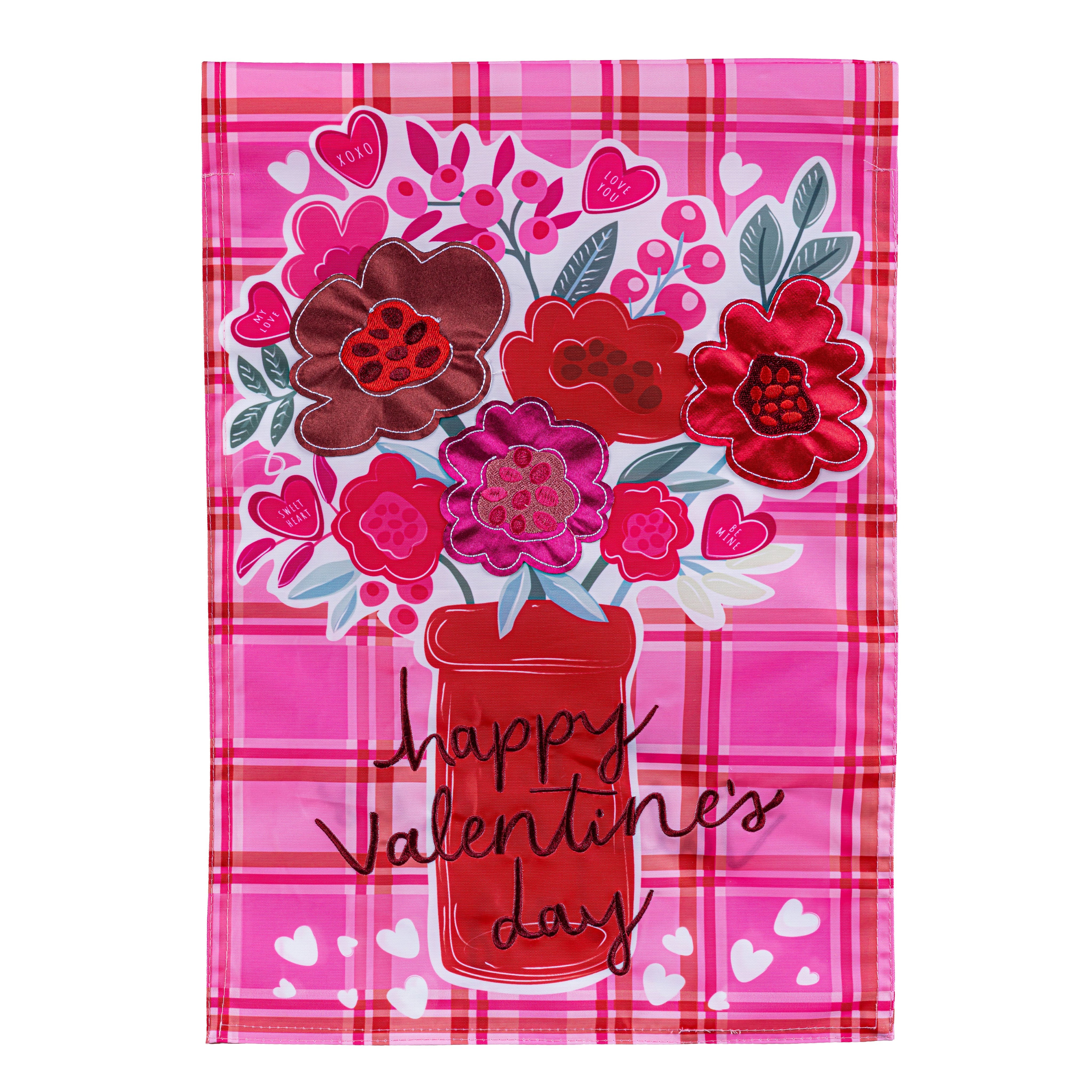 Valentine's Day Plaid Garden Flag