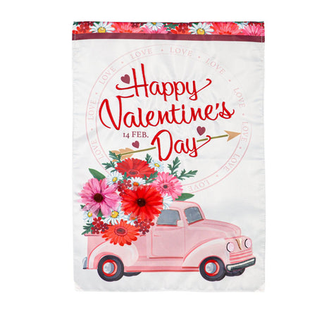 Valentine's Flower Truck Garden Flag-Garden Flag-Fly Me Flag