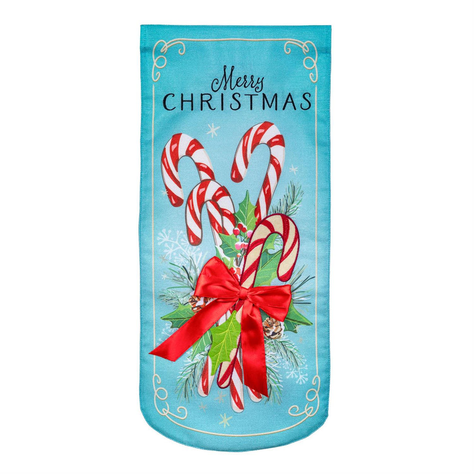 Vintage Candy Cane Merry Christmas Textile Decor Flag