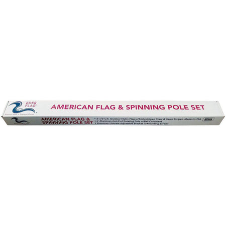 Wall-Mount Flagpole Set includes American flag, rotating pole, and adjustable wall-mount bracket