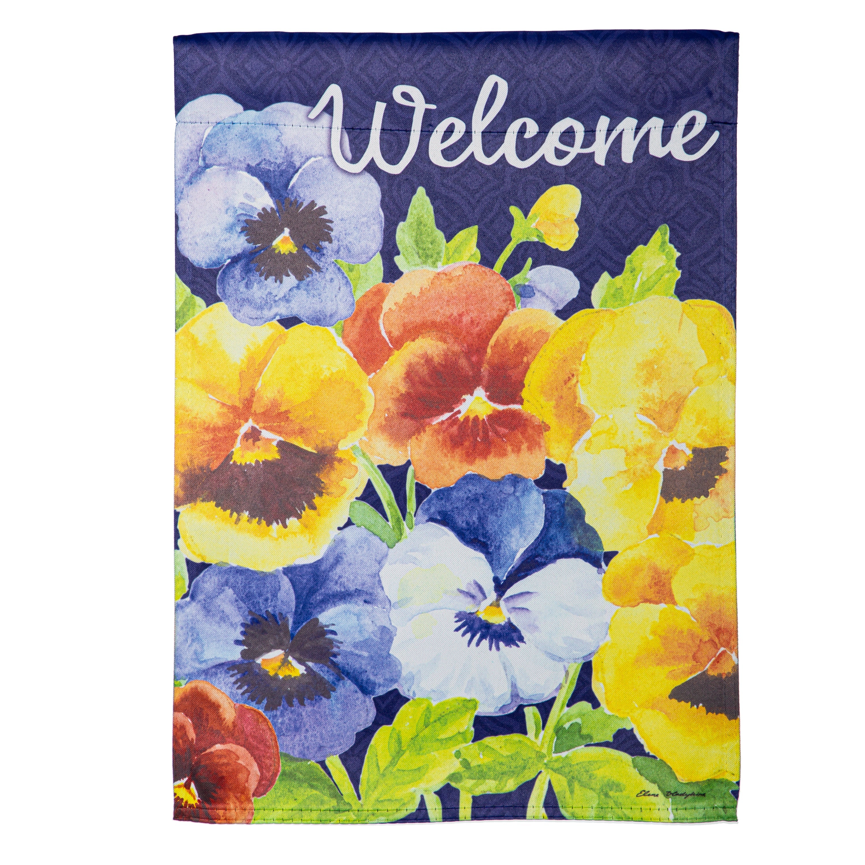 Welcome Pansies Garden Flag