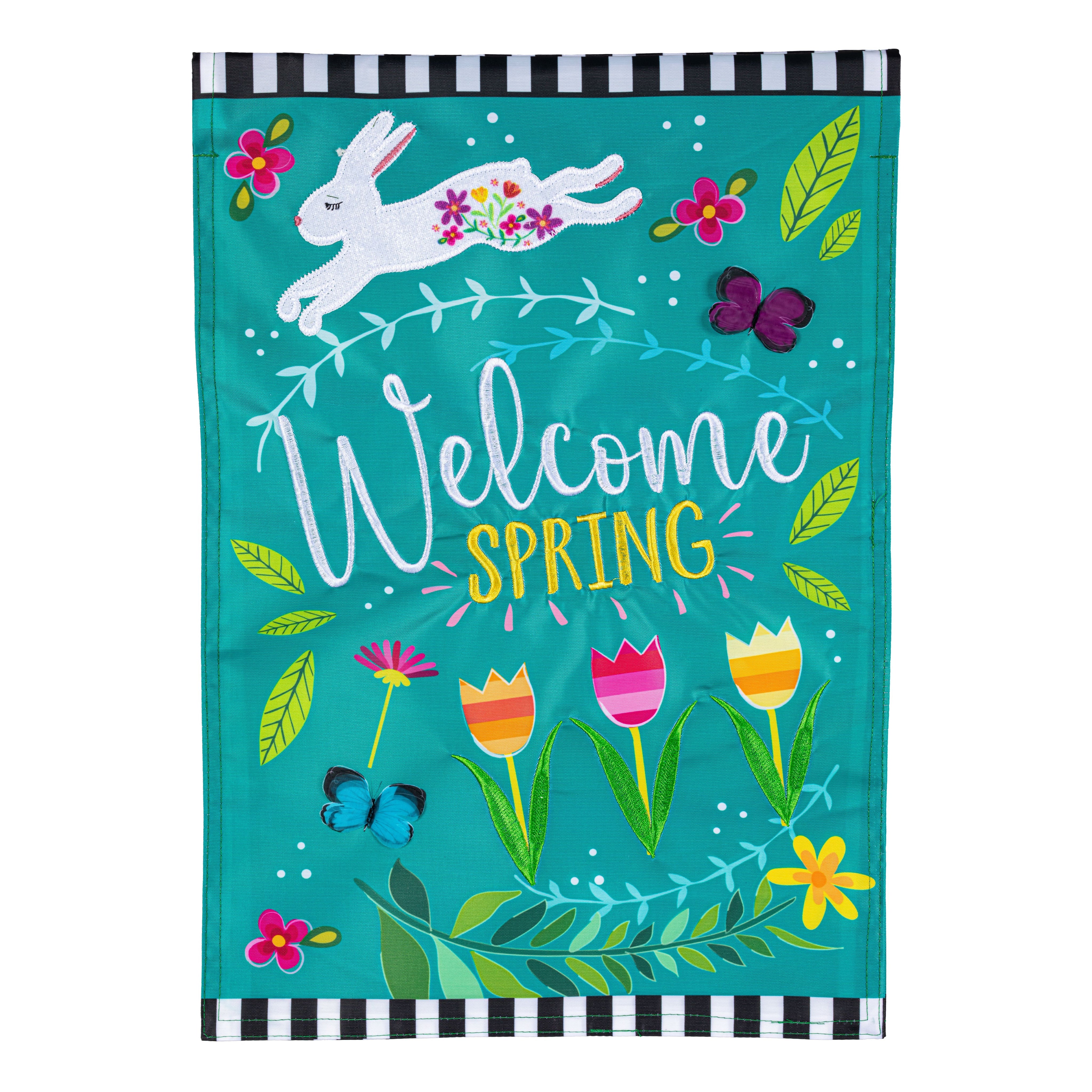 Welcome Spring Bunny Garden Flag