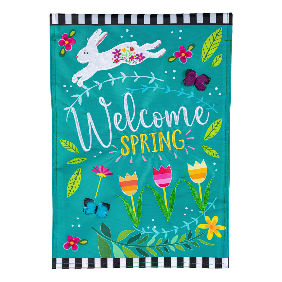 Welcome Spring Bunny Garden Flag