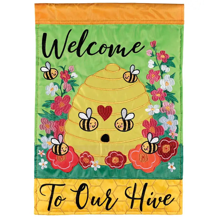 Welcome To Our Hive Garden Flag