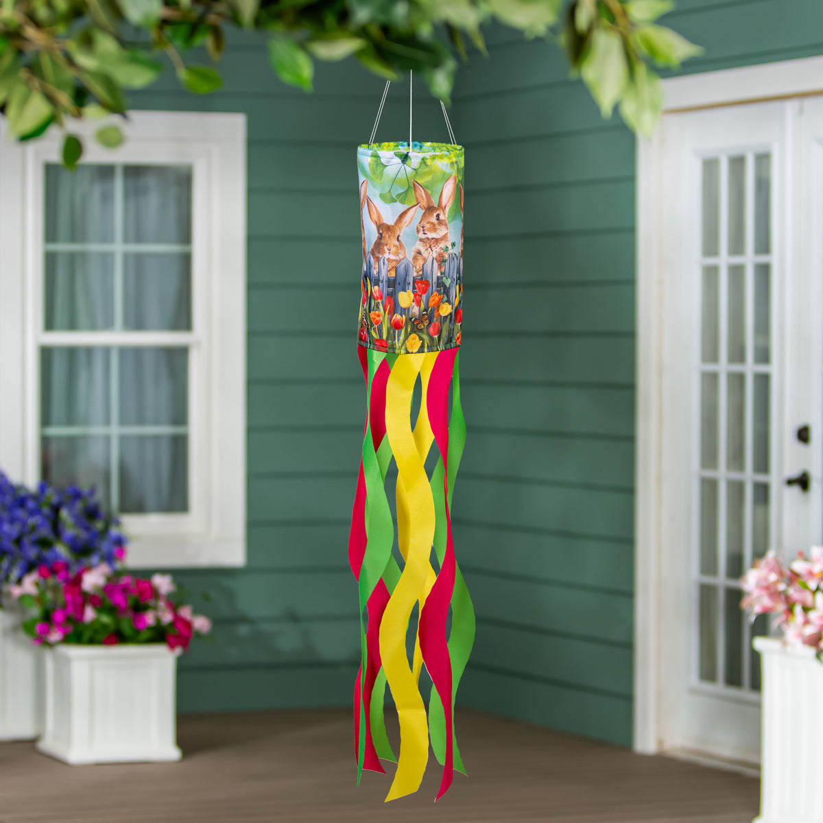 Springtime Windsock Bunny and Tulips Windsock | Easter & Seasonal Windsocks