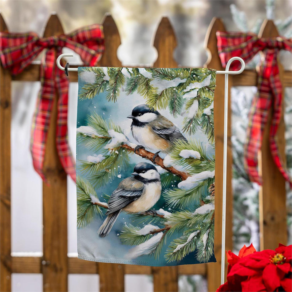 Winter Chickadee Friends Garden Flag