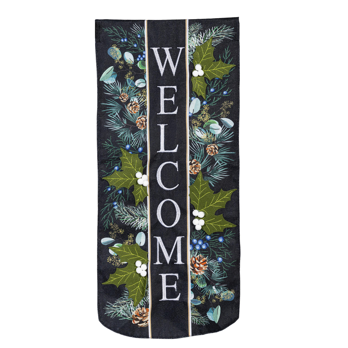 Winter Foliage Welcome Textile Décor Flag