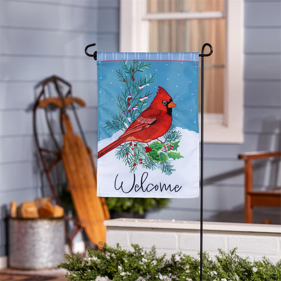 Winter Night Cardinal Garden Flag