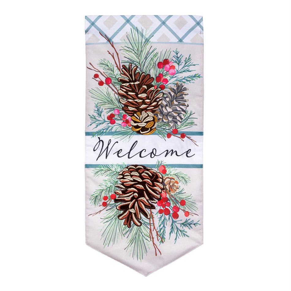 Winter Pinecones Textile Decor Flag