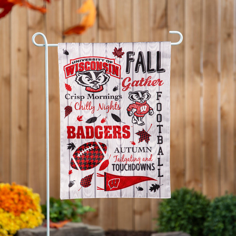 Wisconsin Badger Autumn Garden Flag