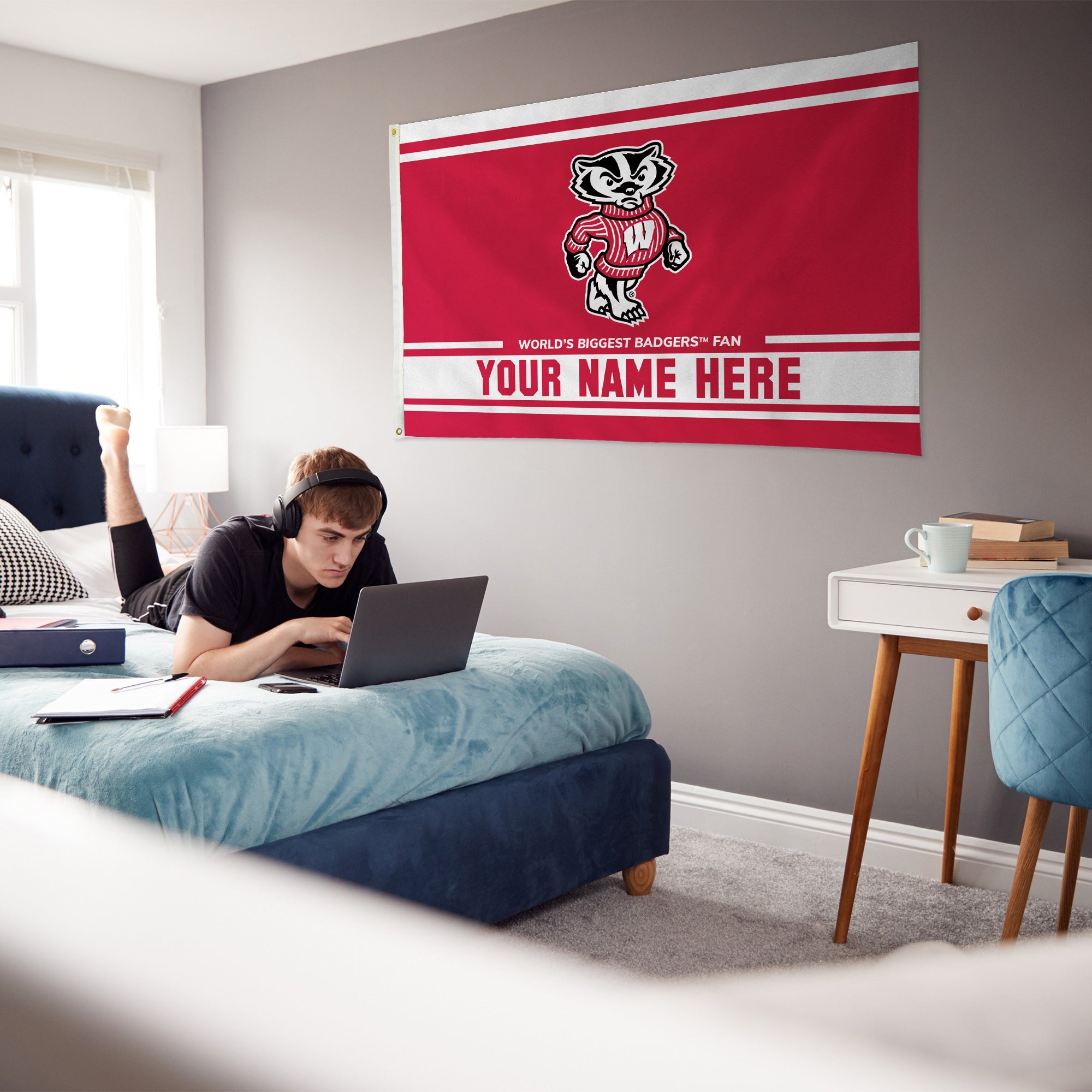 Wisconsin Badgers Personalized Custom 3’ x 5’ Flag