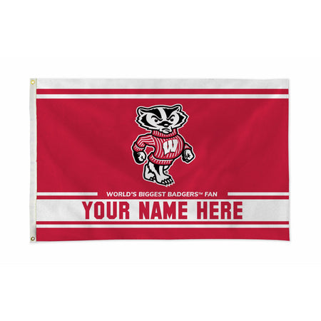 Wisconsin Badgers Personalized Custom 3’ x 5’ Flag