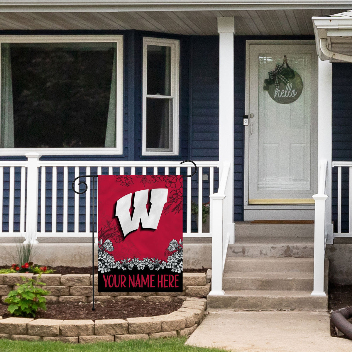 Wisconsin Badgers Personalized Custom Garden Flag