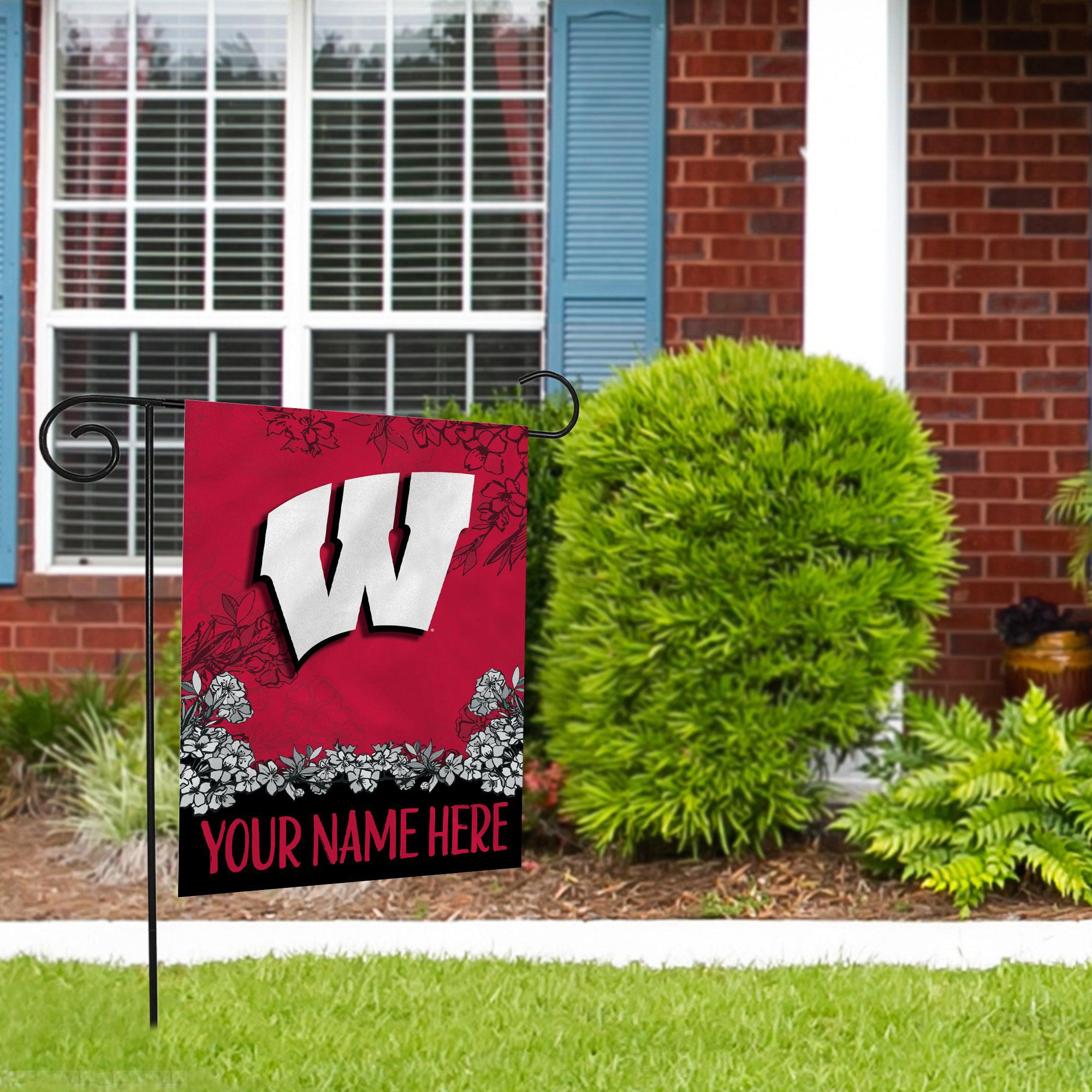 Wisconsin Badgers Personalized Custom Garden Flag