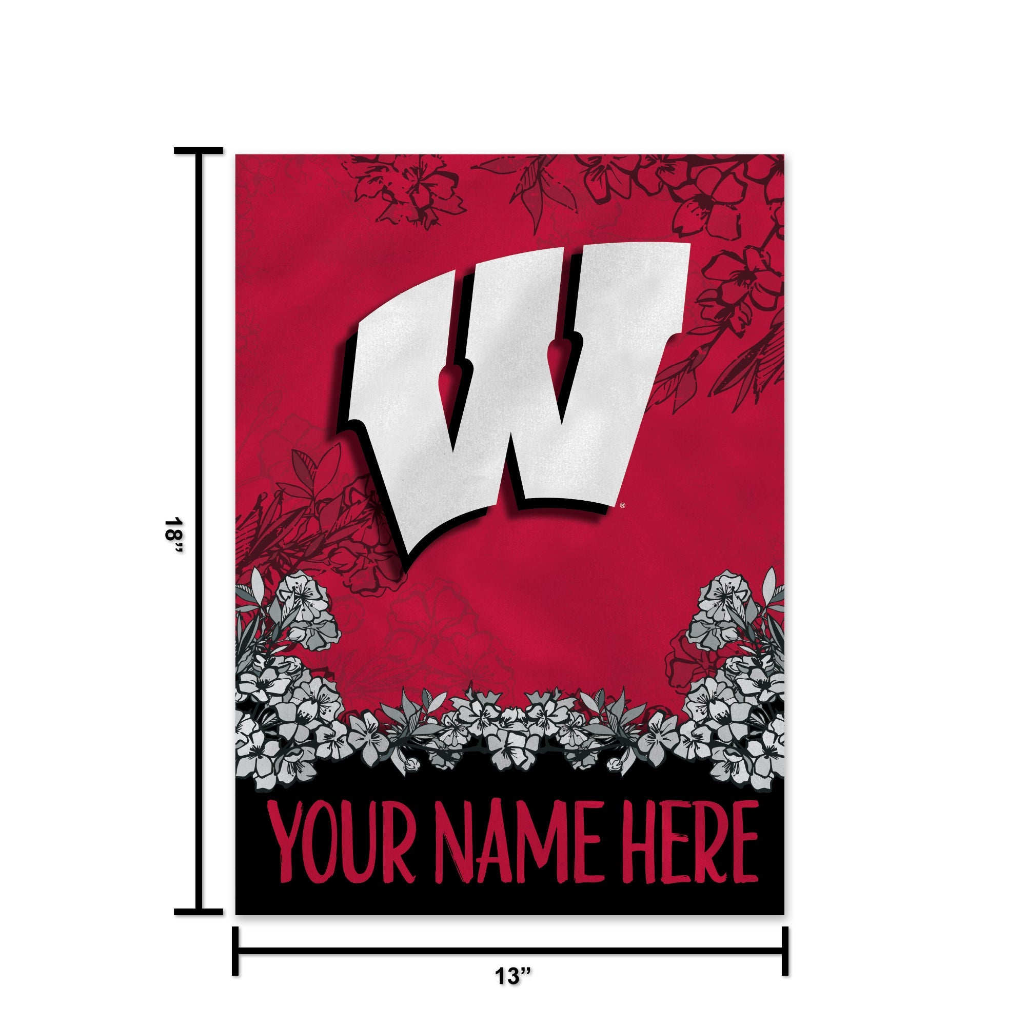 Wisconsin Badgers Personalized Custom Garden Flag